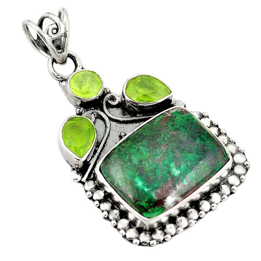 Sonora sunrise (cuprite chrysocolla) peridot 925 silver pendant d24482