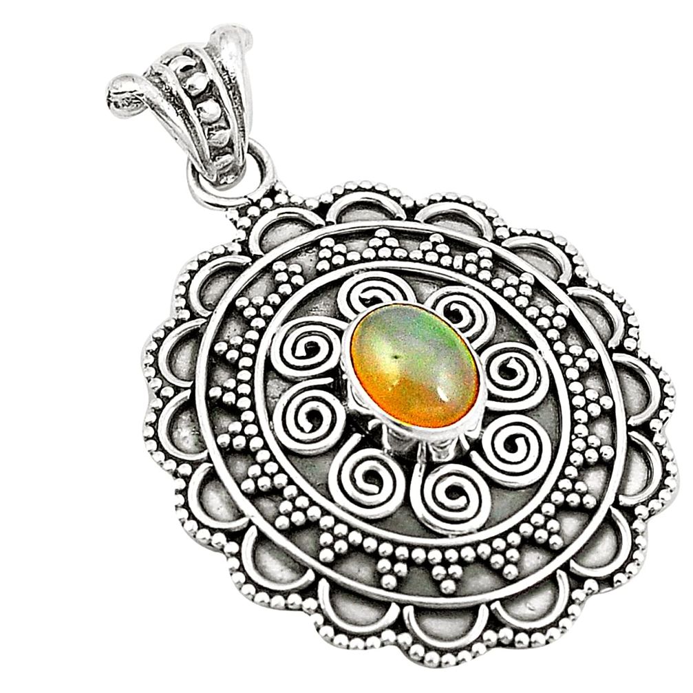 Natural multi color ethiopian opal 925 sterling silver pendant jewelry d24486