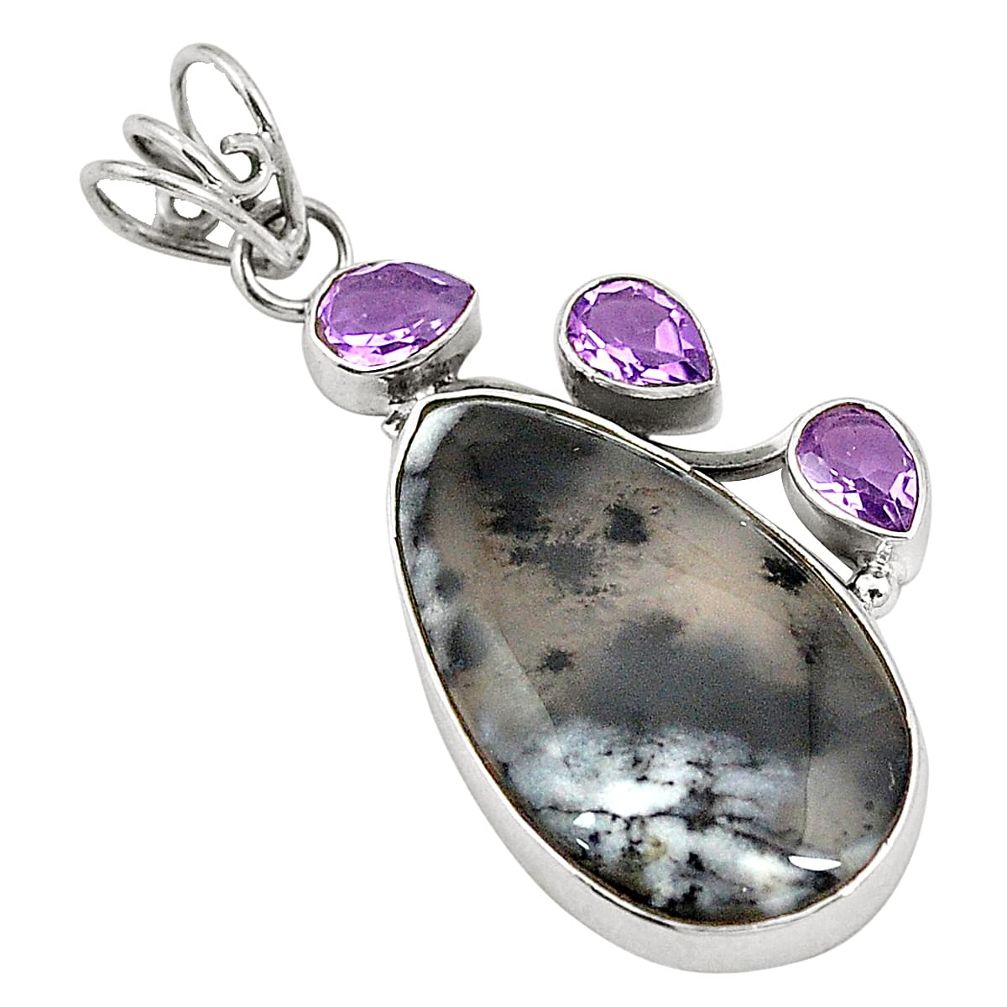 ndrite opal (merlinite) 925 silver pendant jewelry d24572