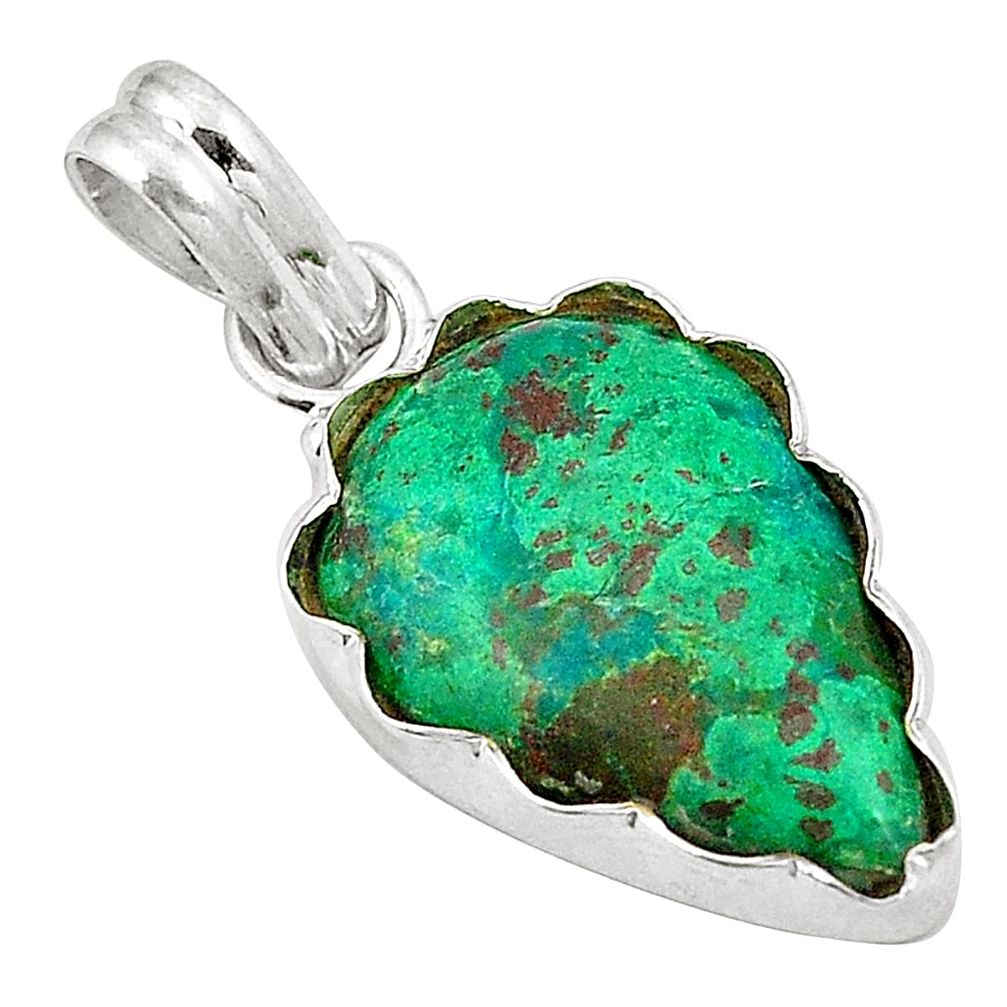 Natural green chrysocolla 925 sterling silver pendant jewelry d24591
