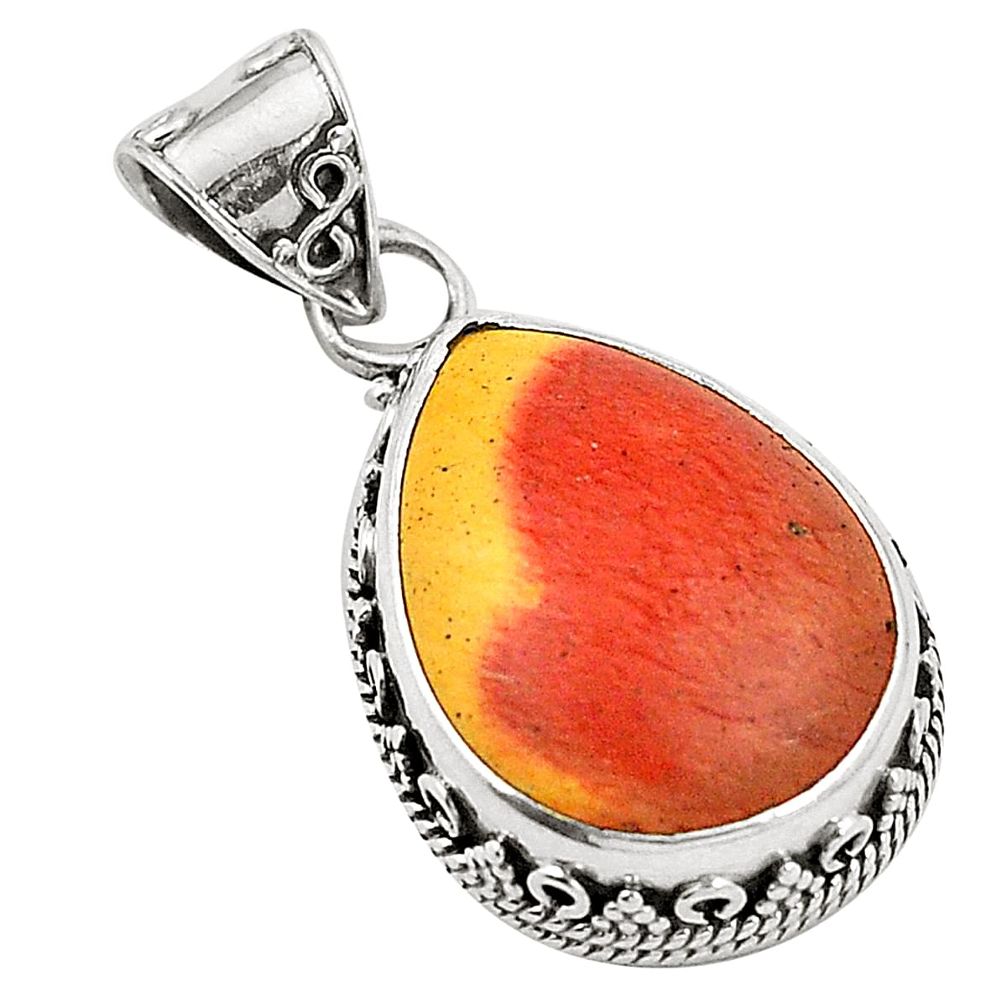 Natural brown mookaite 925 sterling silver pendant jewelry d24597