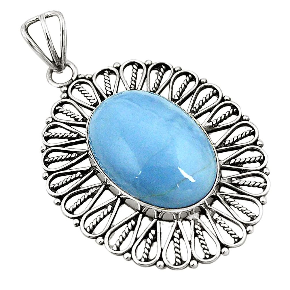 Natural blue owyhee opal 925 sterling silver pendant jewelry d24636
