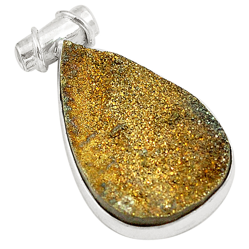 Titanium druzy pear shape 925 sterling silver pendant jewelry d24643