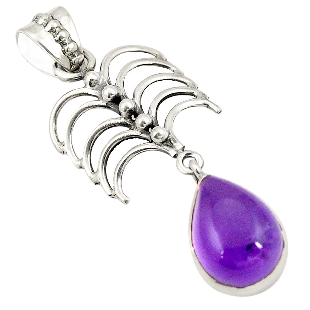 Natural purple amethyst pear 925 sterling silver pendant jewelry d24678