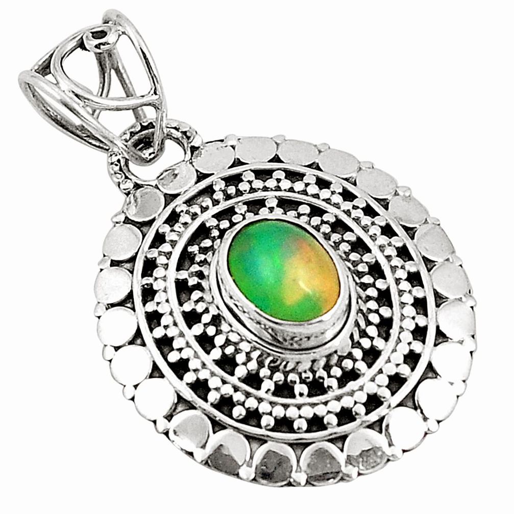 Natural multi color ethiopian opal 925 sterling silver pendant d24726