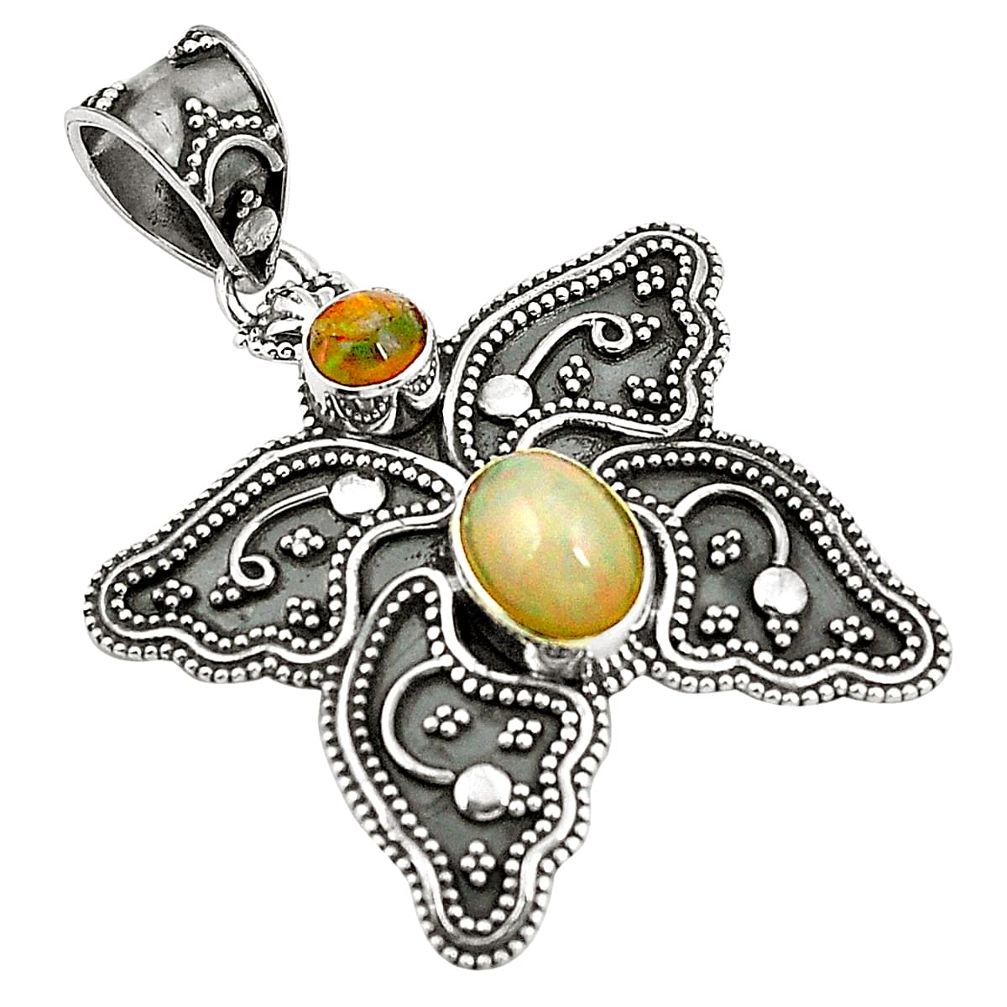 Natural multi color ethiopian opal 925 sterling silver pendant d24736