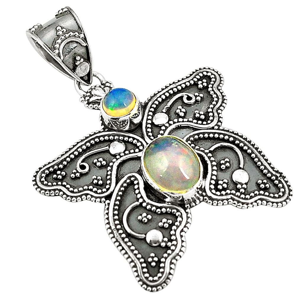 925 sterling silver natural multi color ethiopian opal pendant jewelry d24737