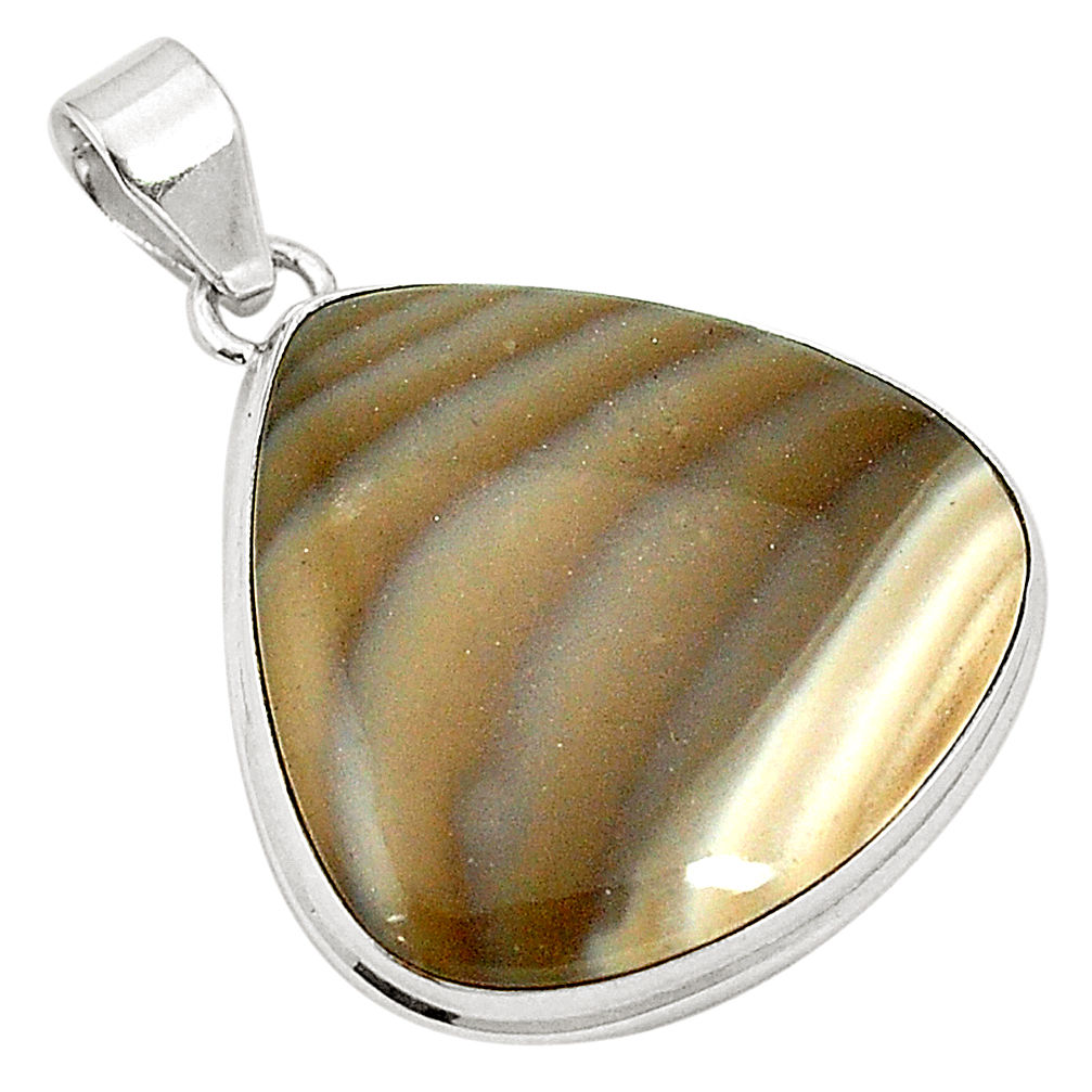 925 sterling silver natural grey striped flint ohio pendant jewelry d25744