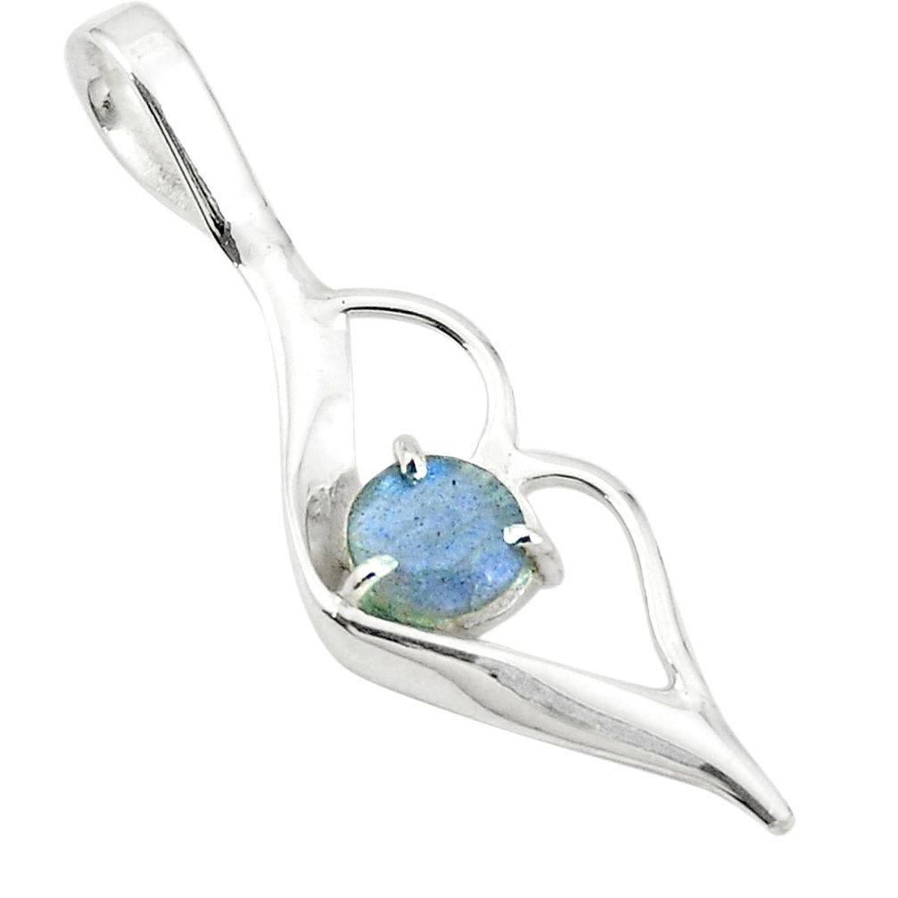 Natural blue labradorite 925 sterling silver pendant jewelry d25768
