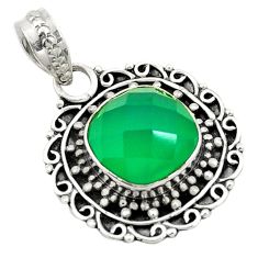 Natural green chalcedony 925 sterling silver pendant jewelry d25771