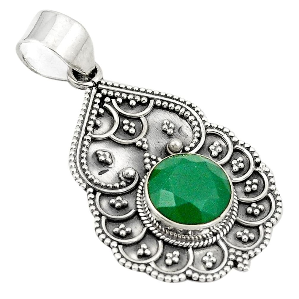 Natural green chalcedony 925 sterling silver pendant jewelry d25772