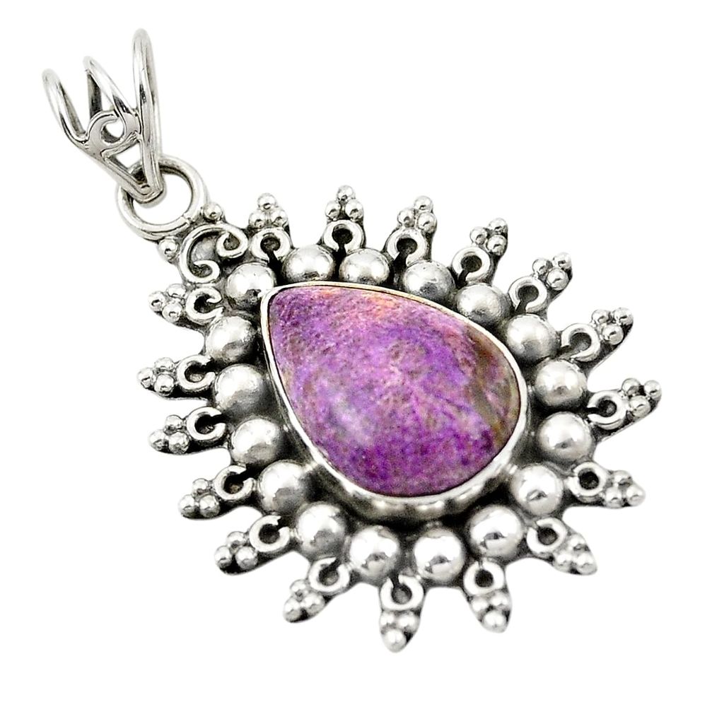 Natural purple purpurite 925 sterling silver pendant jewelry d25917