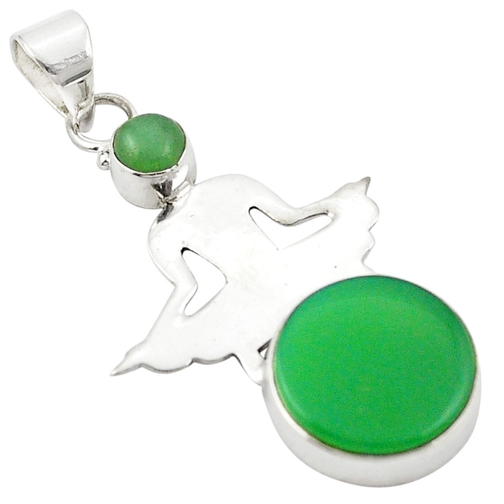 Natural green chalcedony 925 sterling silver pendant jewelry d25927