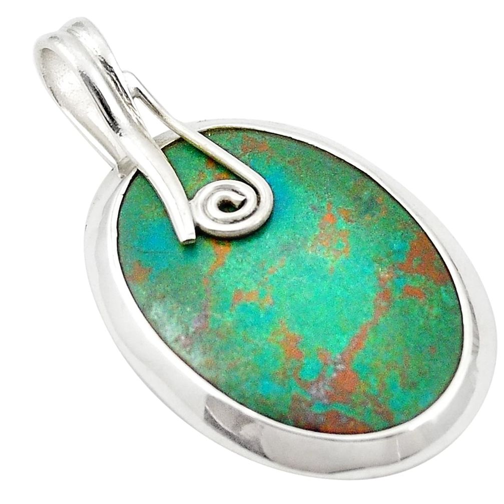 Natural green chrysocolla 925 sterling silver pendant jewelry d25938