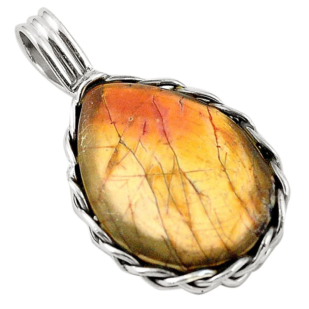 Natural brown cherry creek jasper 925 sterling silver pendant d25962