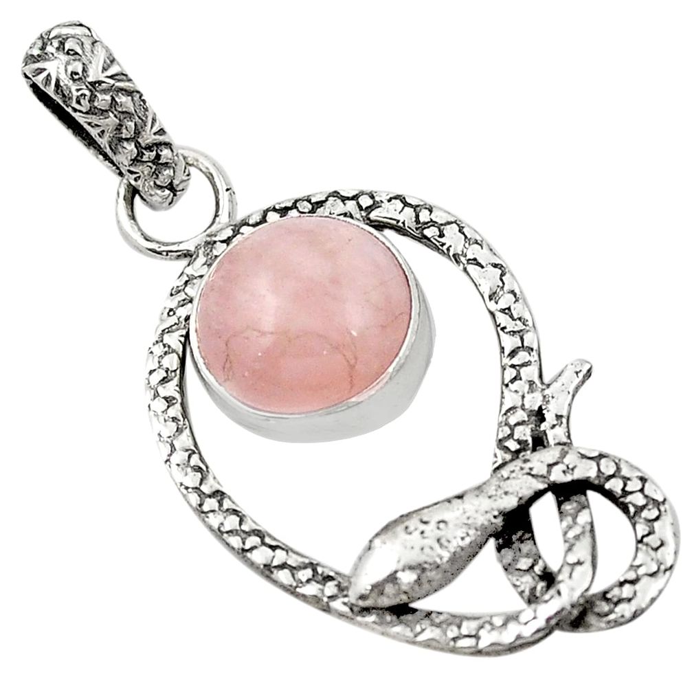 Natural pink morganite 925 sterling silver snake pendant jewelry d25969