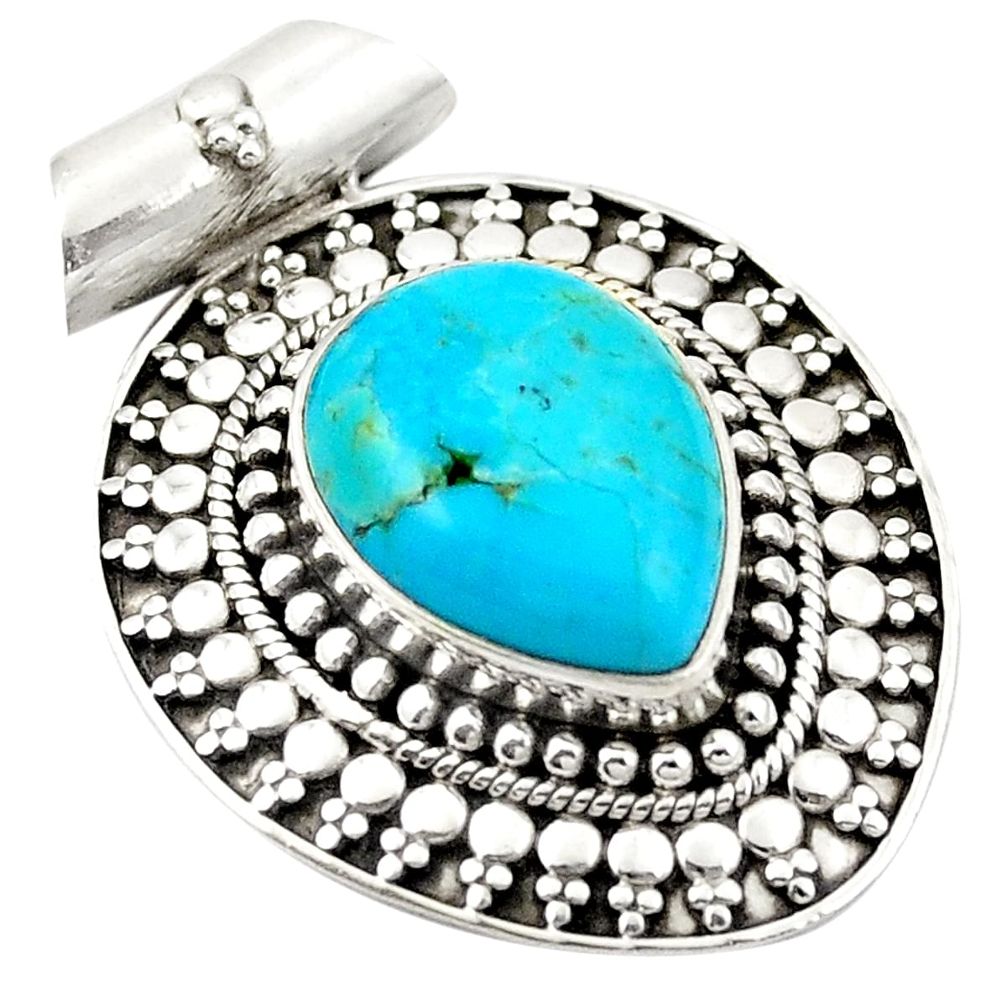 Blue arizona mohave turquoise 925 sterling silver pendant jewelry d26232