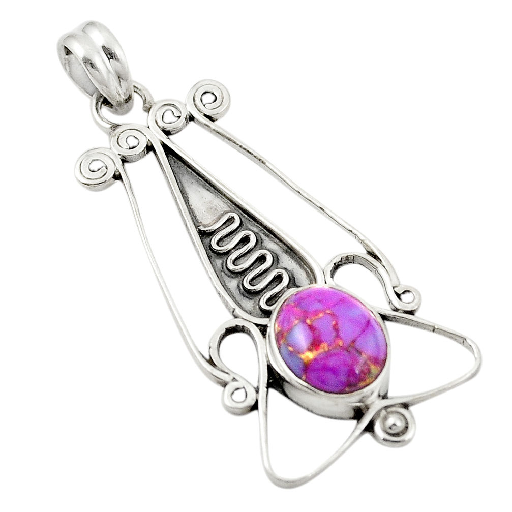 Purple copper turquoise 925 sterling silver pendant jewelry d26295