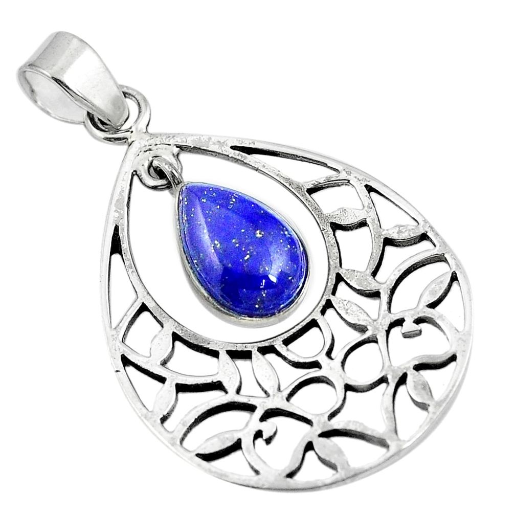 Natural blue lapis lazuli 925 sterling silver pendant jewelry d26401