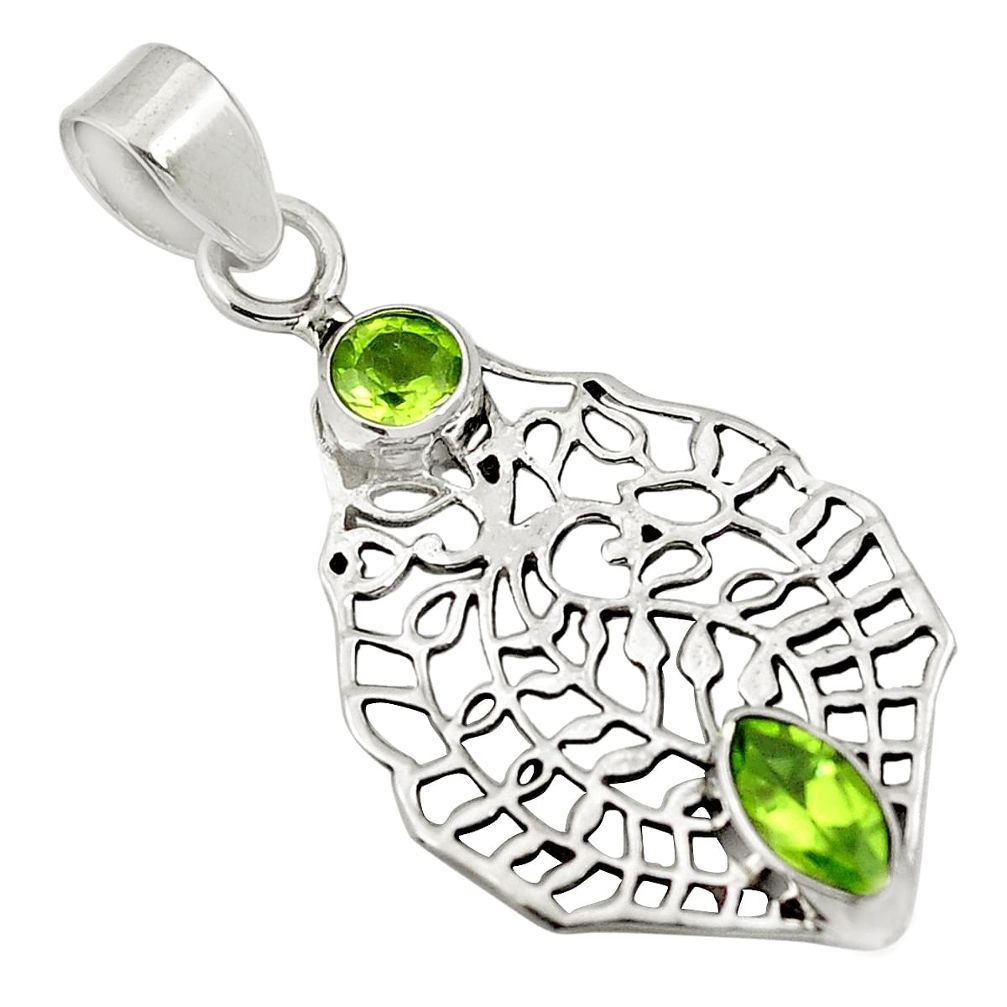 Natural green peridot 925 sterling silver pendant jewelry d26425