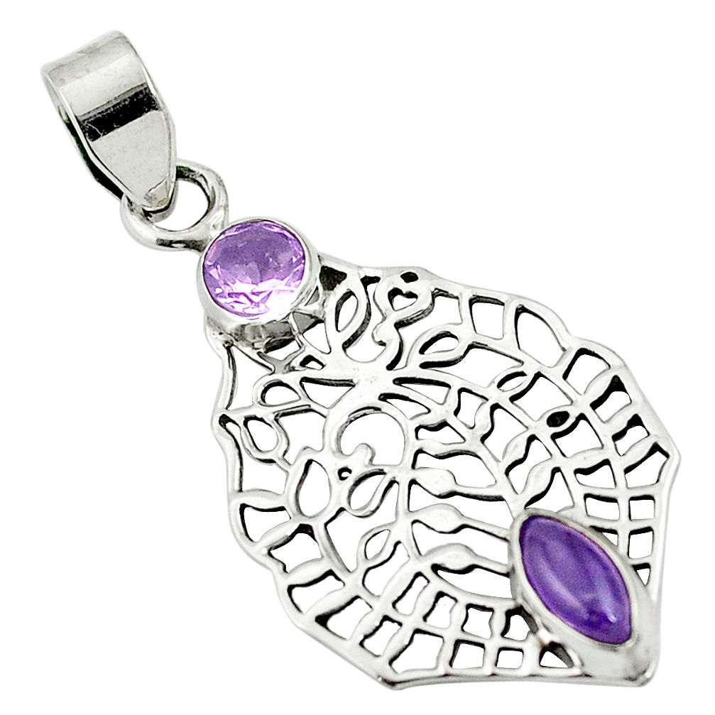 Natural purple amethyst 925 sterling silver pendant jewelry d26426