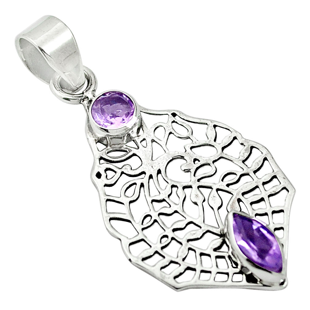 Natural purple amethyst 925 sterling silver pendant jewelry d26429