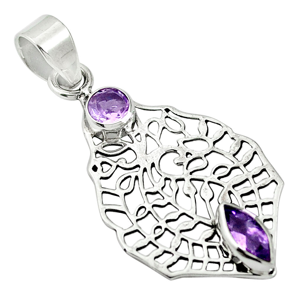 Natural purple amethyst 925 sterling silver pendant jewelry d26434