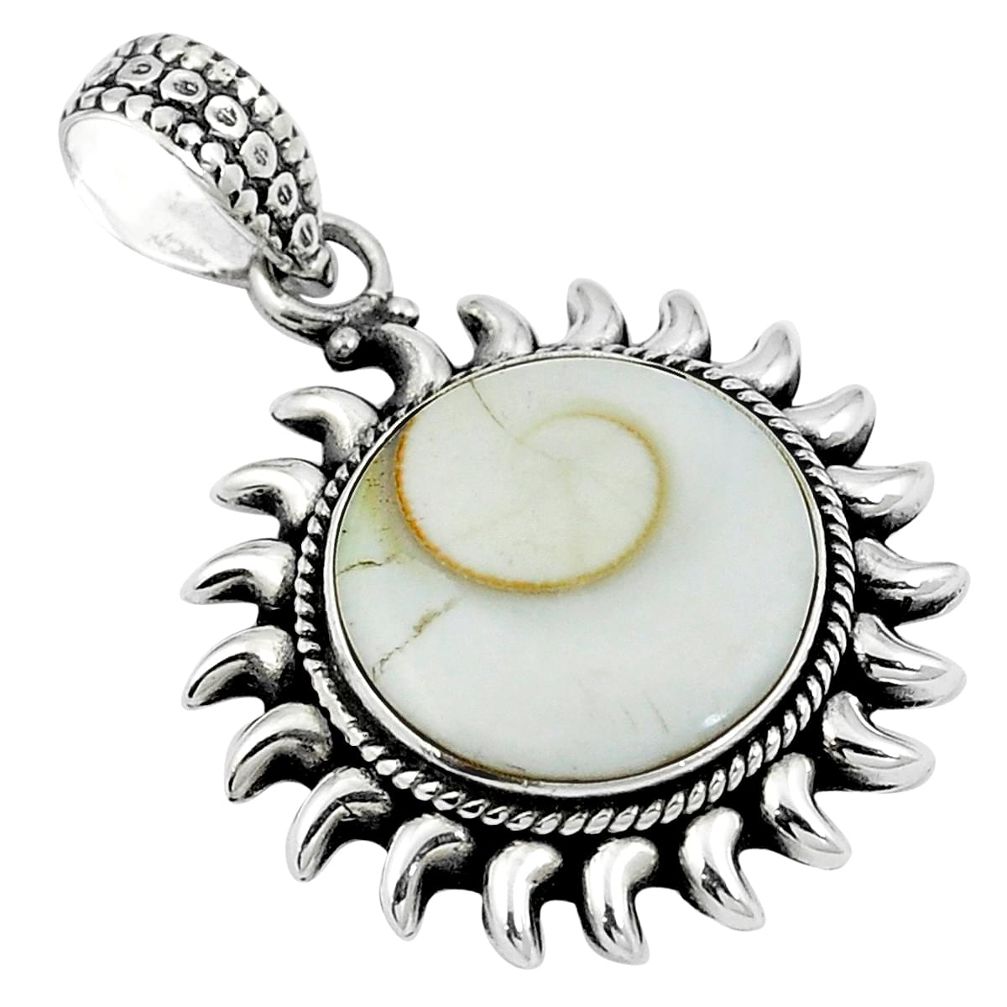 925 sterling silver natural white shiva eye round pendant jewelry d26451