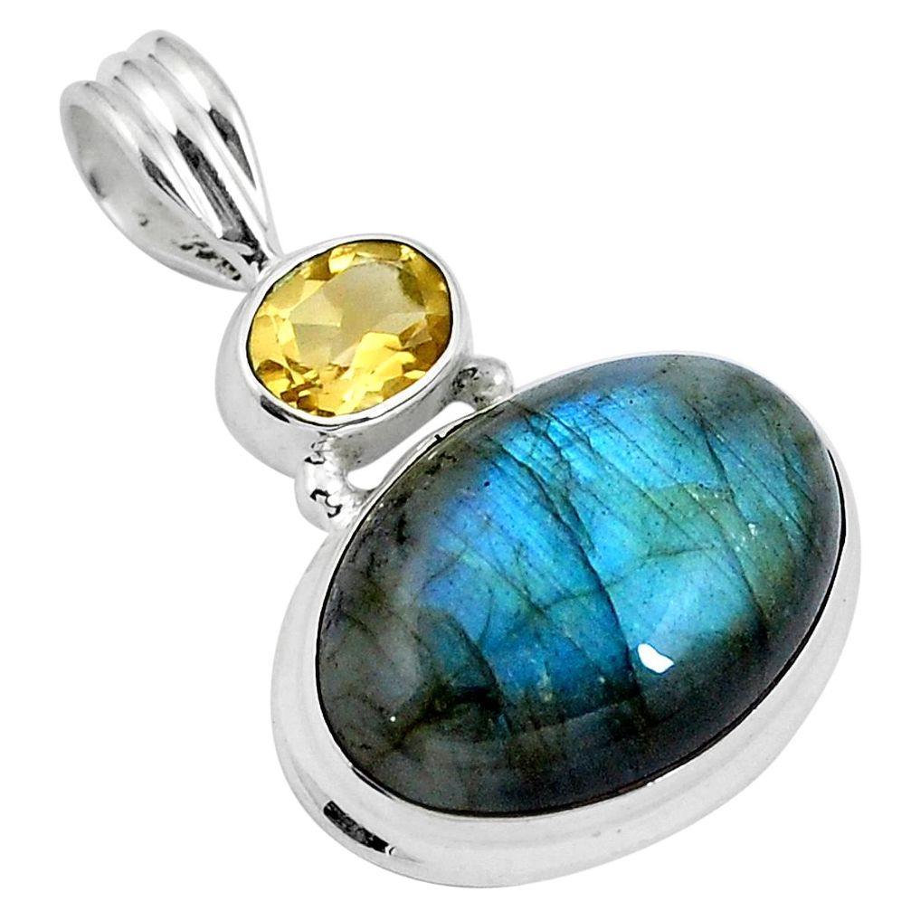 Natural blue labradorite 925 sterling silver pendant jewelry d26452