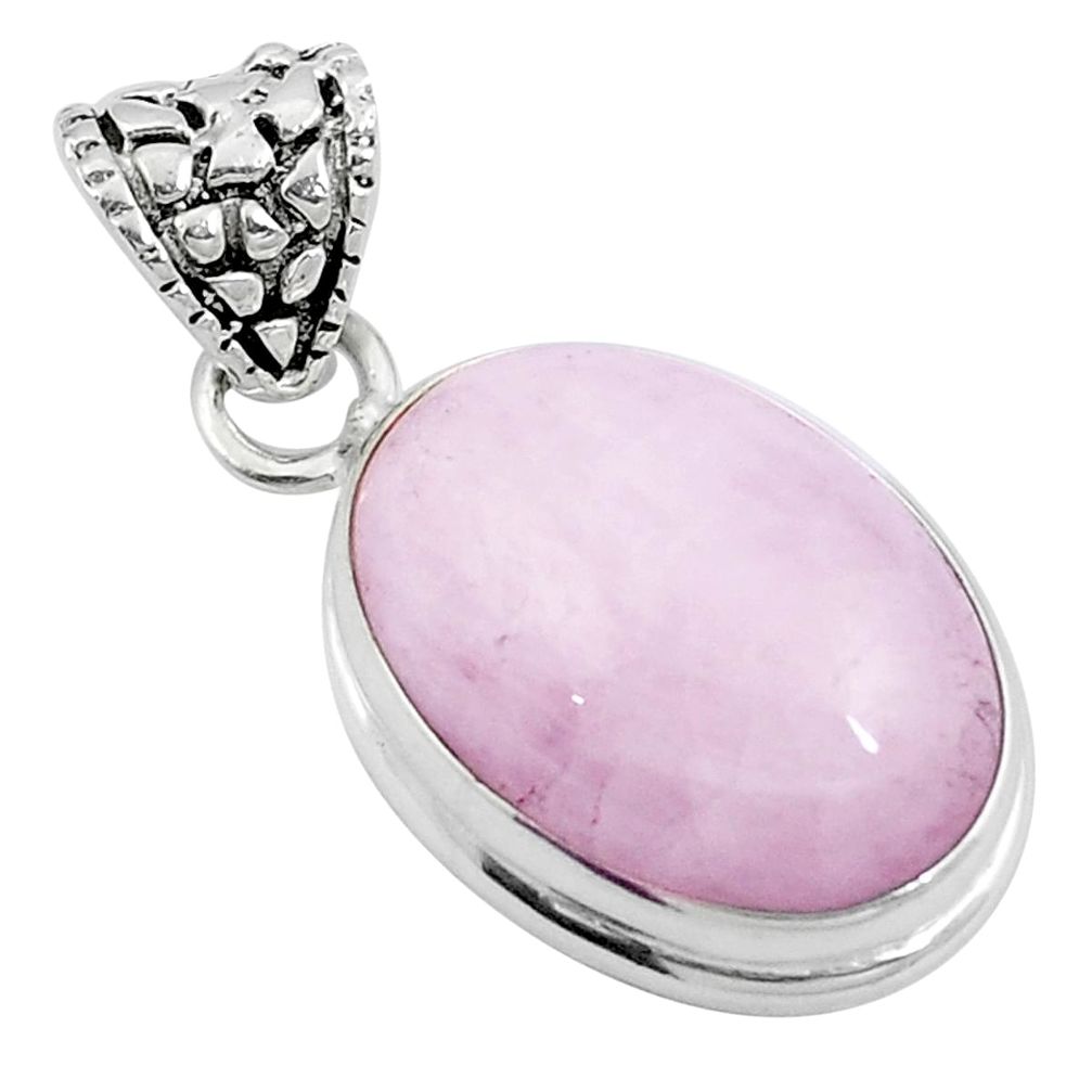 Natural pink kunzite 925 sterling silver pendant jewelry d26458