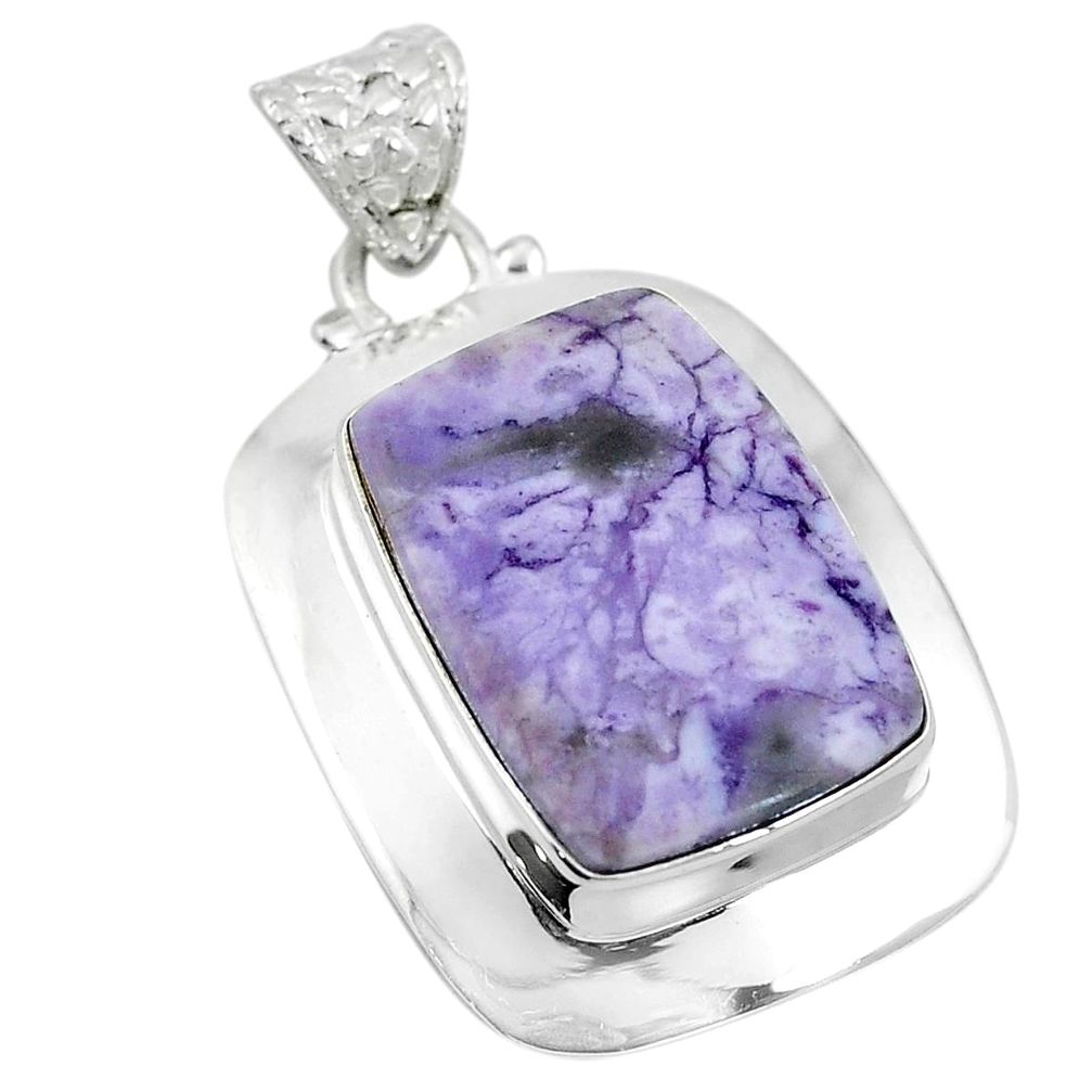 Natural purple tiffany stone 925 sterling silver pendant jewelry d26461