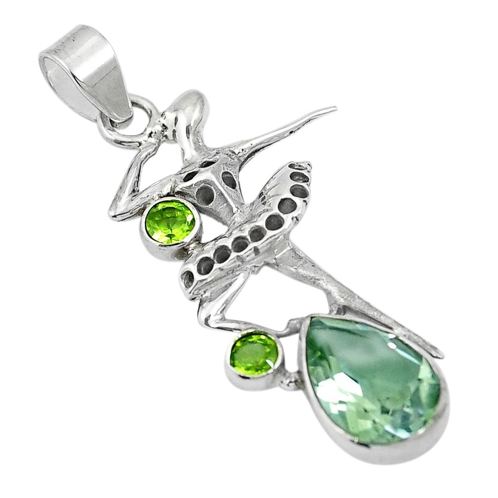 Natural green amethyst peridot 925 sterling silver pendant jewelry d26470