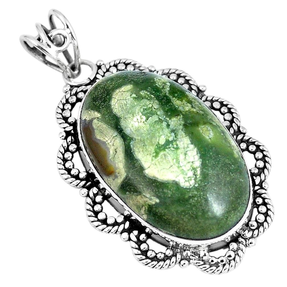 925 silver natural green rainforest rhyolite jasper pendant jewelry d26484