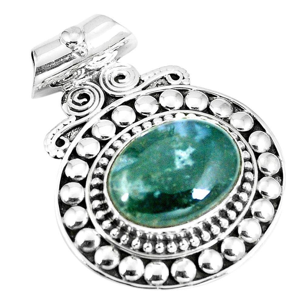 Natural green moss agate 925 sterling silver pendant jewelry d26491