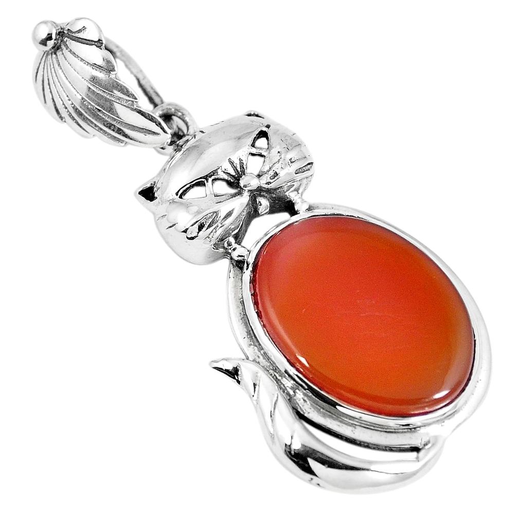 Natural honey onyx oval 925 sterling silver cat pendant jewelry d26505