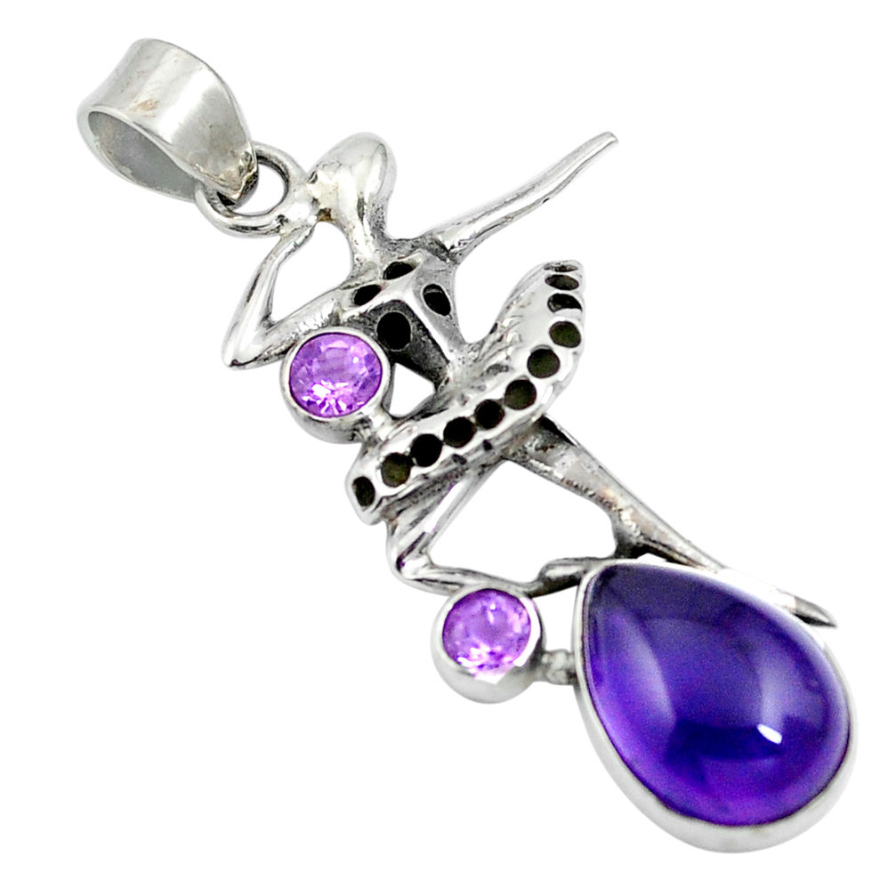 Natural purple amethyst 925 silver ballet dance charm pendant d26523