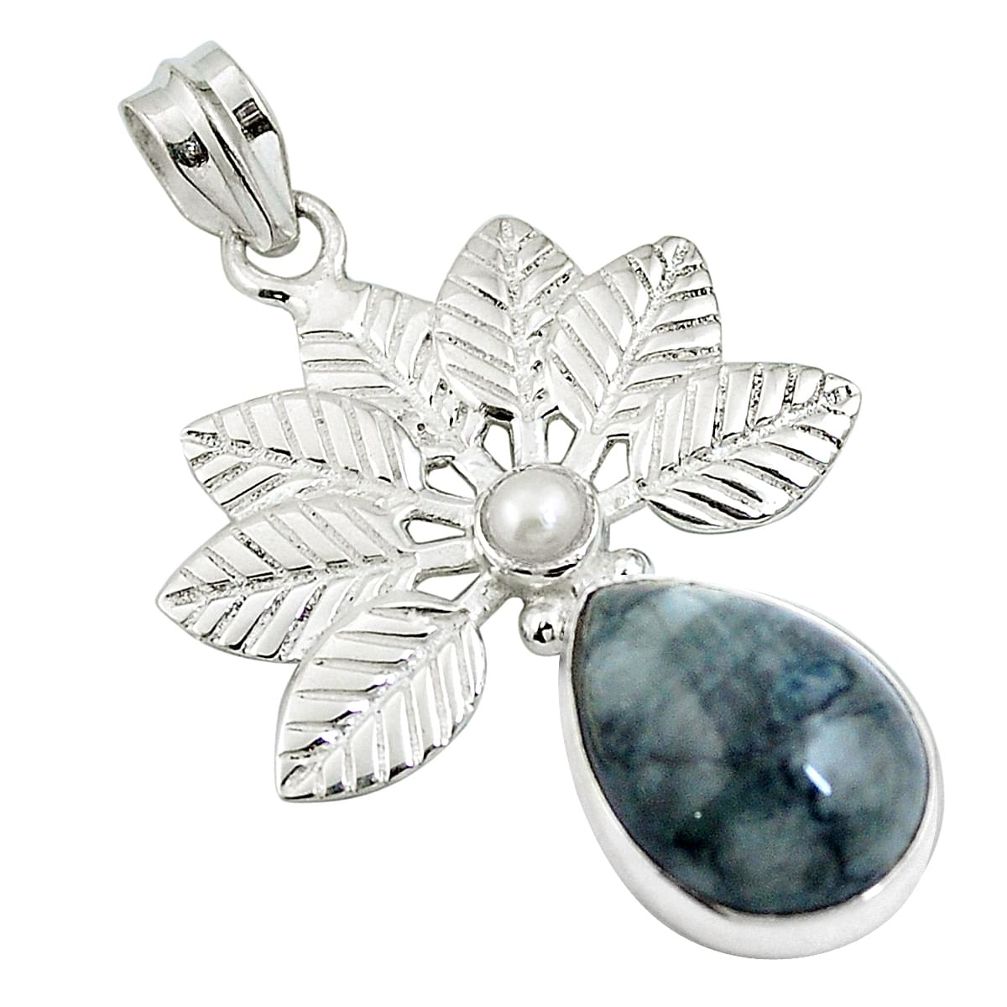 Natural black vivianite pearl 925 sterling silver pendant jewelry d26531