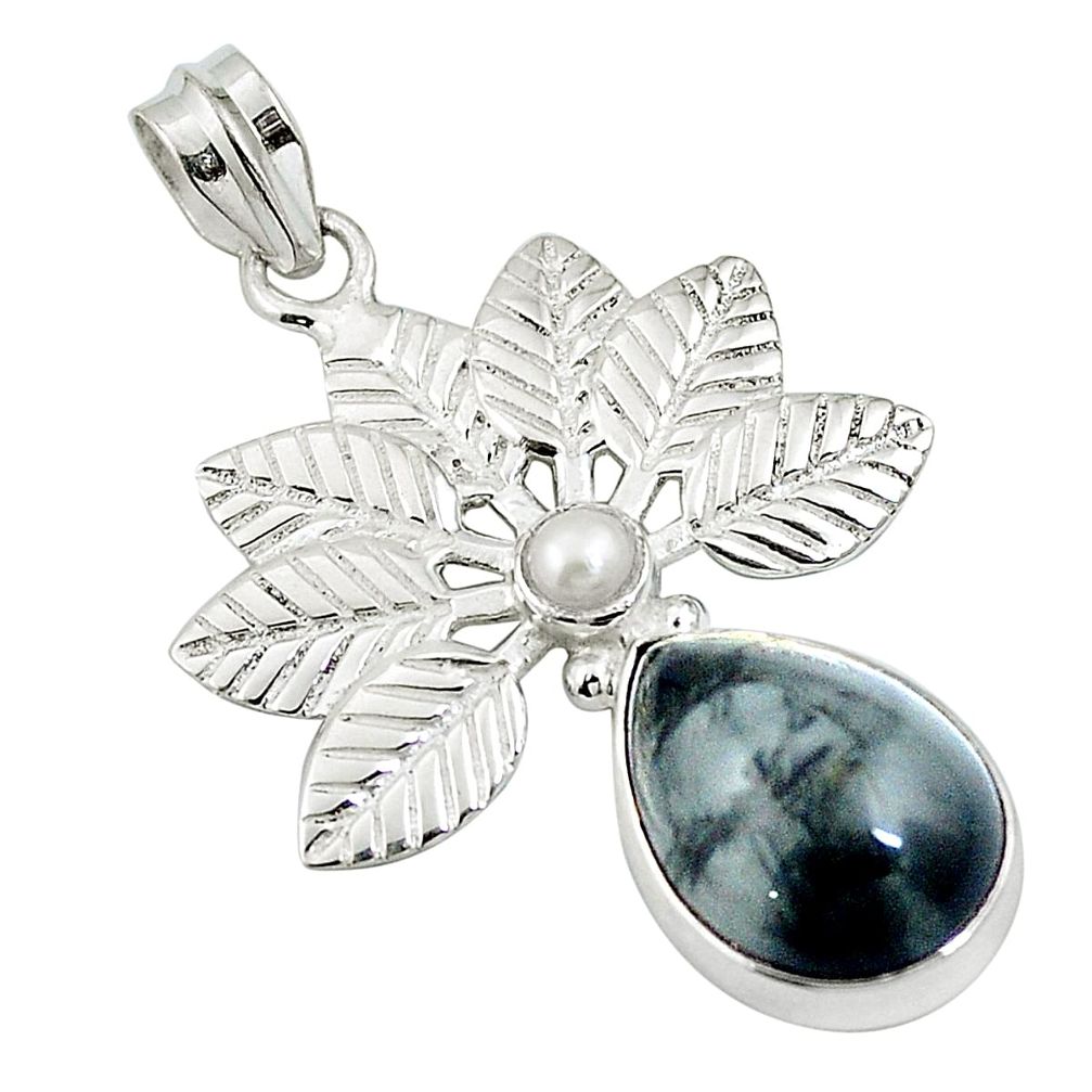 Natural black vivianite pearl 925 sterling silver pendant jewelry d26536