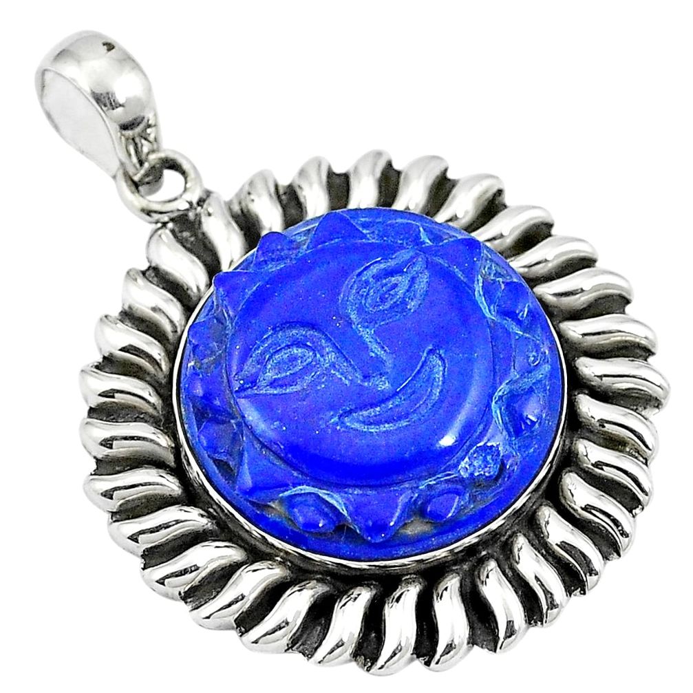 Natural blue lapis lazuli 925 sterling silver pendant jewelry d26561