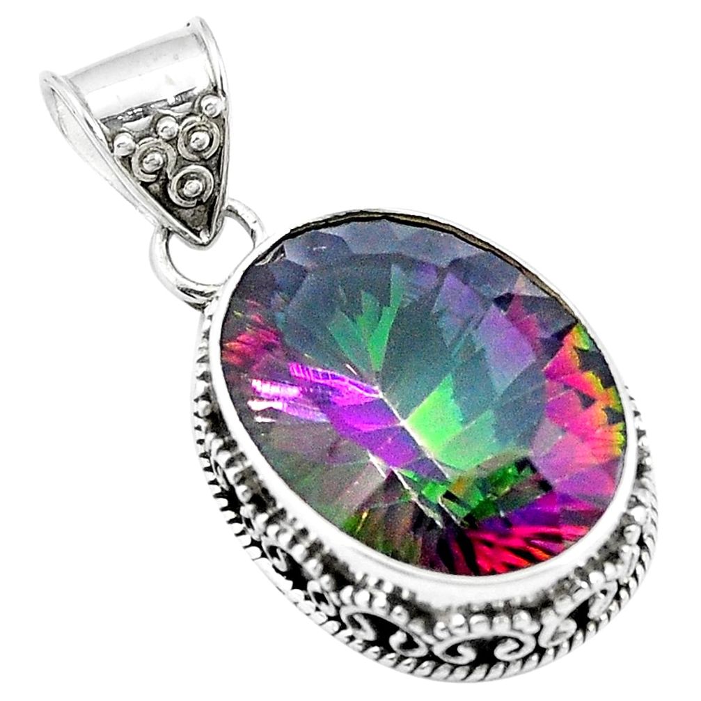 Multi color rainbow topaz 925 sterling silver pendant jewelry d26577