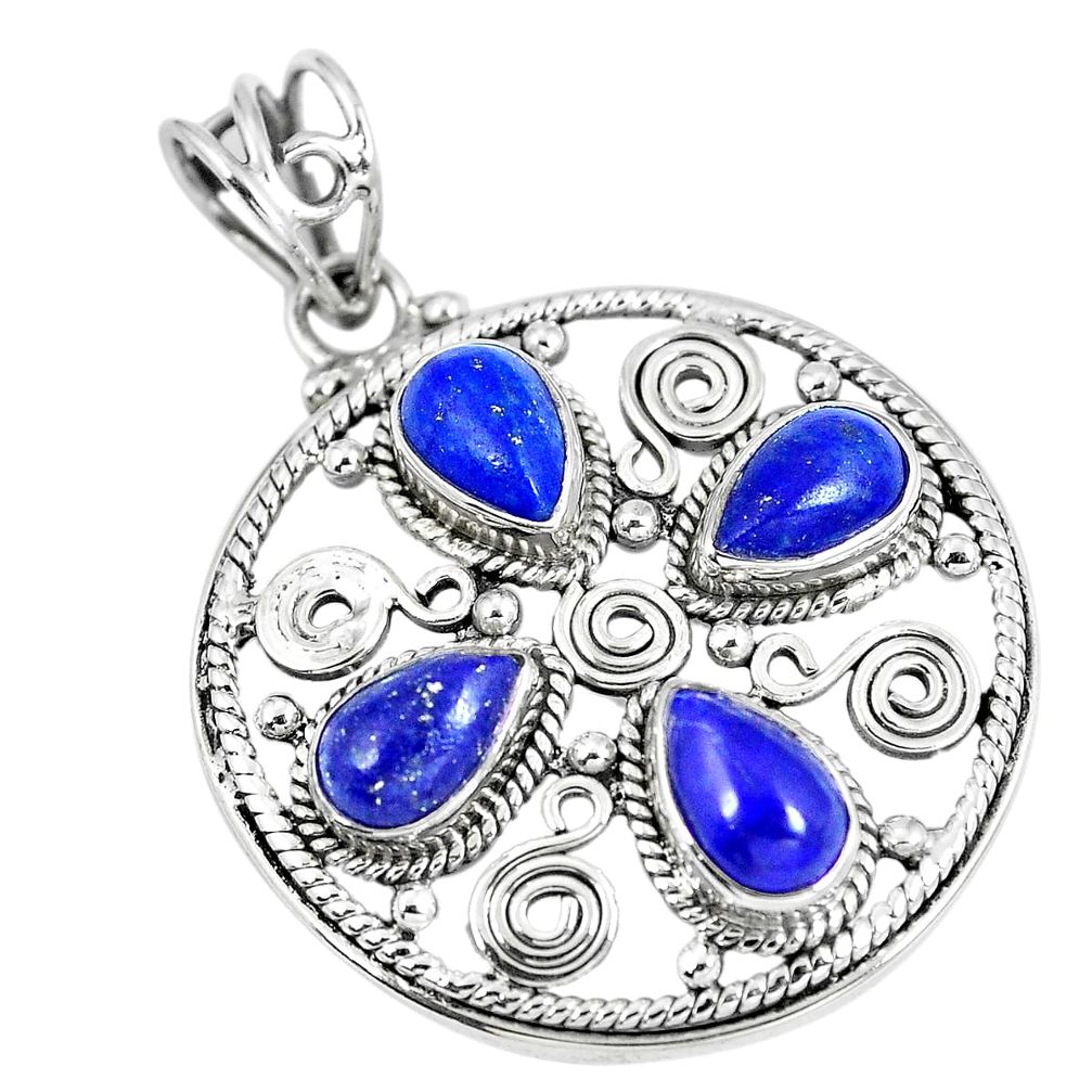 Natural blue lapis lazuli 925 sterling silver pendant jewelry d26585