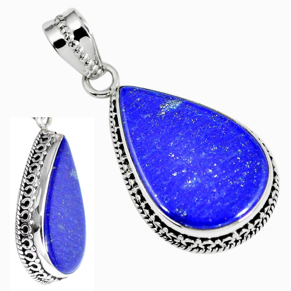 925 sterling silver natural blue lapis lazuli pear pendant jewelry d26616