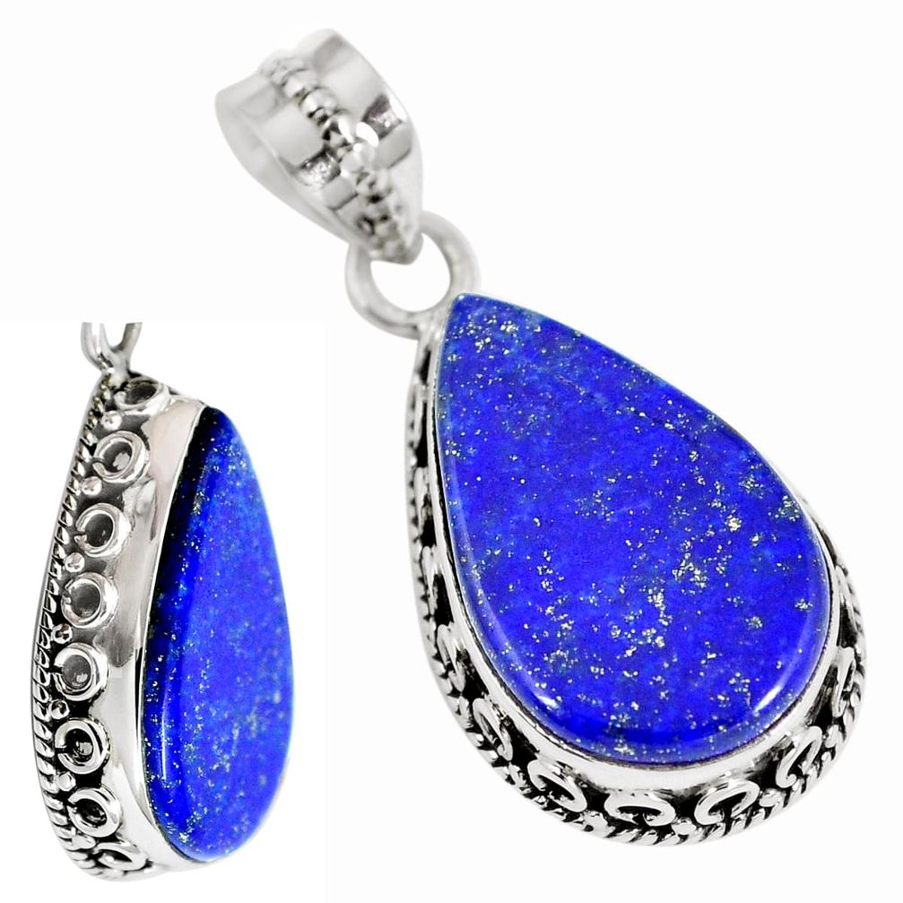 Natural blue lapis lazuli 925 sterling silver pendant jewelry d26617