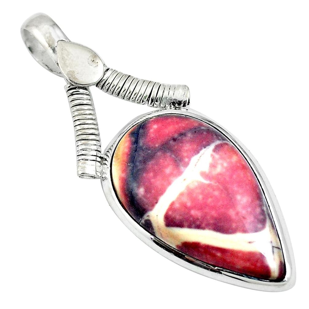 925 silver natural pink sonoran dendritic rhyolite pear pendant d26624