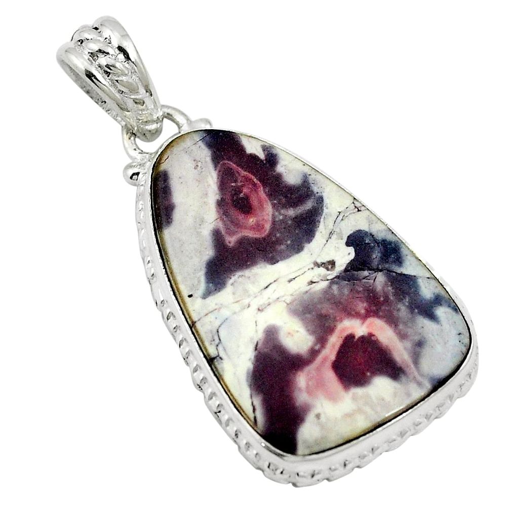 Natural pink sonoran dendritic rhyolite 925 silver pendant jewelry d26628