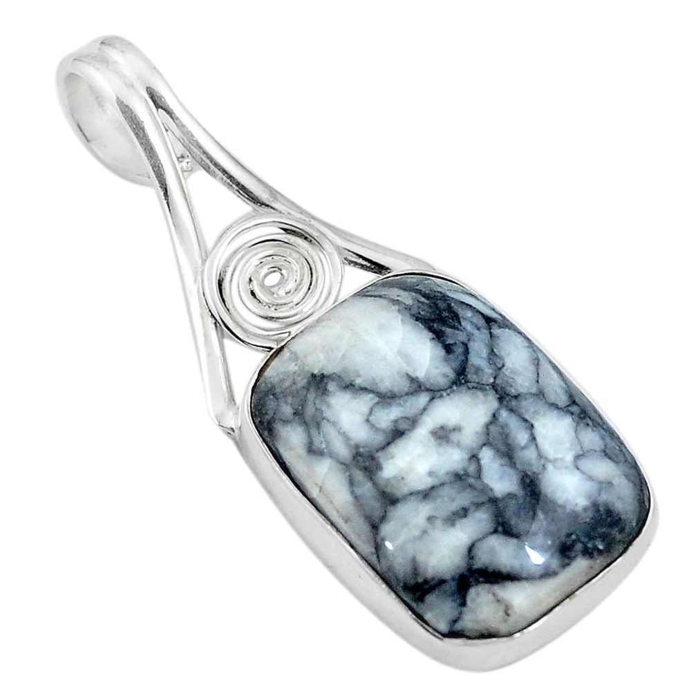 Natural white pinolith 925 sterling silver pendant jewelry d26652