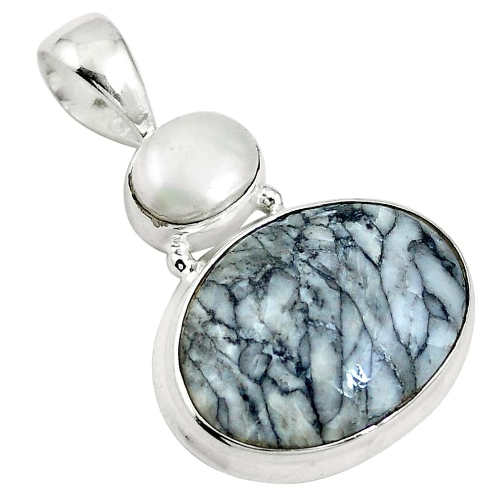 925 sterling silver natural white pinolith oval pearl pendant jewelry d26684