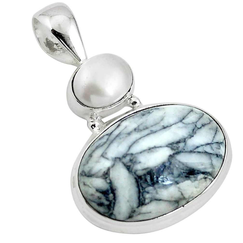 Natural white pinolith pearl 925 sterling silver pendant jewelry d26686