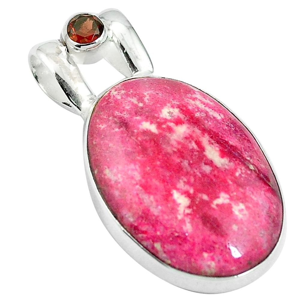925 silver natural pink thulite (unionite, pink zoisite) pendant jewelry d26695