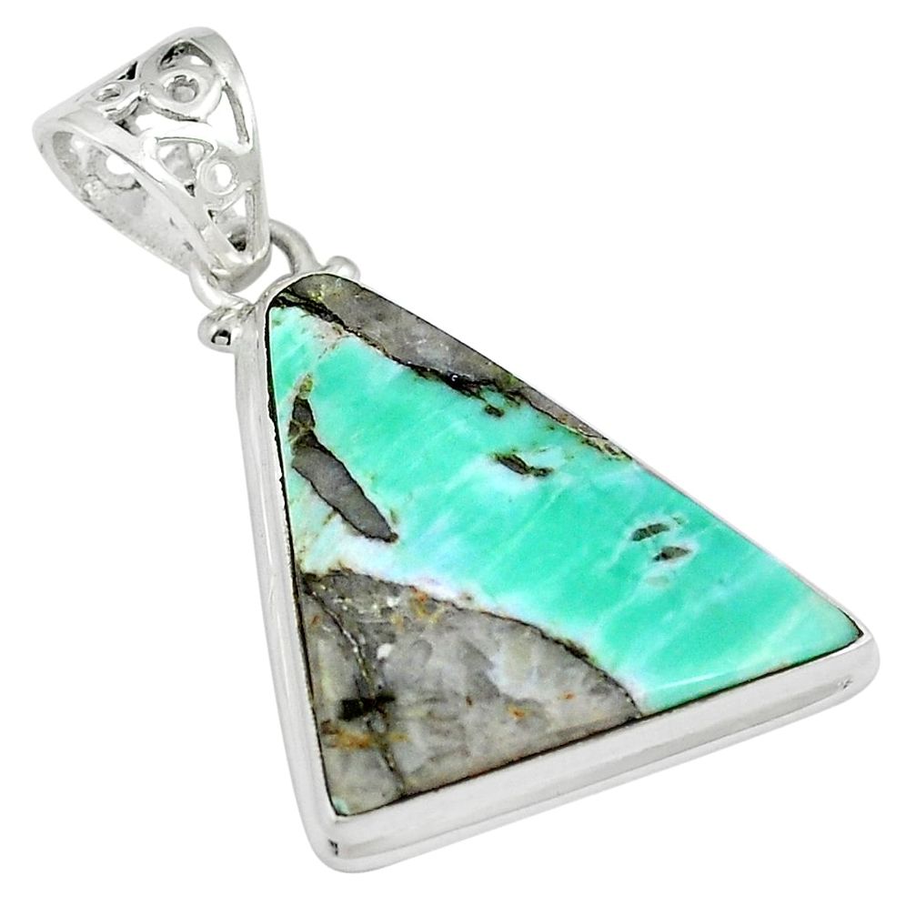 Natural green variscite 925 sterling silver pendant jewelry d26704